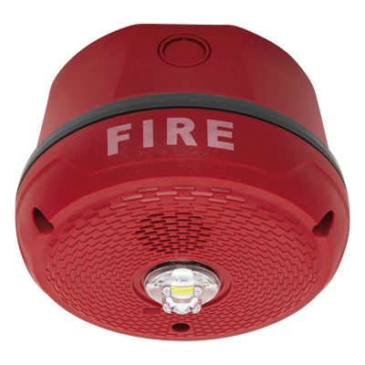 Sirena con Estroboscópico LED / Montaje en Techo / Nivel de Candelas Seleccionable / 2 Cables / Uso Exterior / Diseño de Baja Intrusión