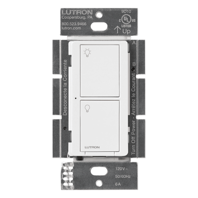Interruptor On/Off Inalámbrico de Pared / 6 A LED o Fluorescente / 720 W Incandescente / 120 V / Control Pico Directo / Ventiladores 3.6 A