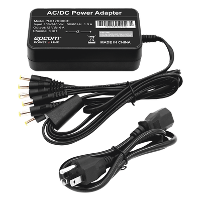 Fuente de Poder / 6 Salidas Jack Macho / 12 Vcc / 6 A / Entrada 100-240 VCA / 72 W / 117x62x34 mm (0.38×0.20×0.11 ft)