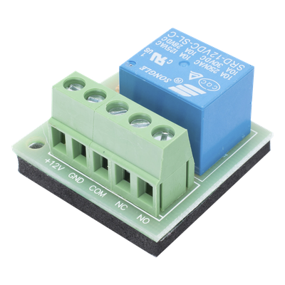 Módulo de Relé para Control de Acceso / Salida NO/NC/COM / 3A a 125 VCA / 12 VCC / -20°C a 70°C / Interbloqueo de Puertas