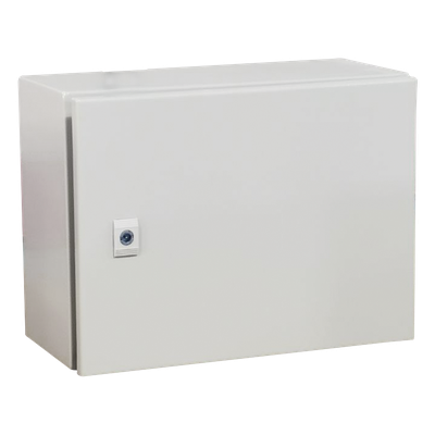 Gabinete de Acero / IP66 / IK10 / 400 x 300 x 300 mm / Carga 40 kg / Placa Trasera Metálica 2 mm / Cerradura con Llave