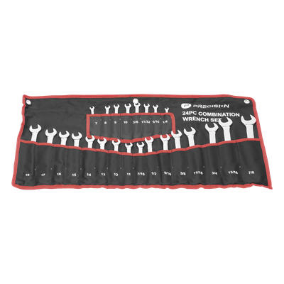 Juego de Llaves Combinadas / 24 Piezas / Métricas e Imperiales / Acero Cromo-Vanadio / Estuche Nylon Enrollable