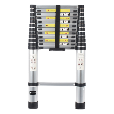 Escalera Telescópica / Aluminio / Altura 3.8 m (12.5 ft) / Carga 150 kg / Plegable 85 cm (2.8 ft) / 13 kg