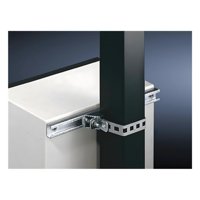Herrajes Metálicos para Fijación / Gabinetes hasta 80 cm / Postes Cuadrados o Circulares / Acero Galvanizado / Correa 880 mm / 2 Piezas