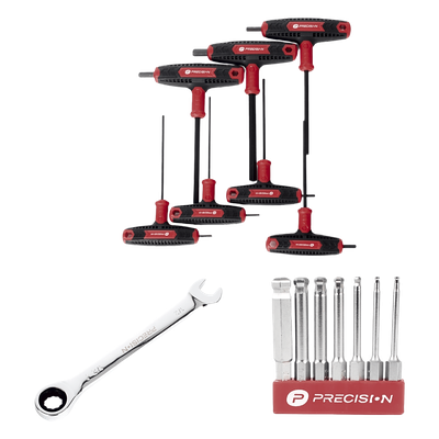 Kit de Herramientas / Montaje Solar / 3 Piezas / Llave 1/2″ con Matraca / 7 Puntas Hexagonales / 7 Llaves Hexagonales Tipo L