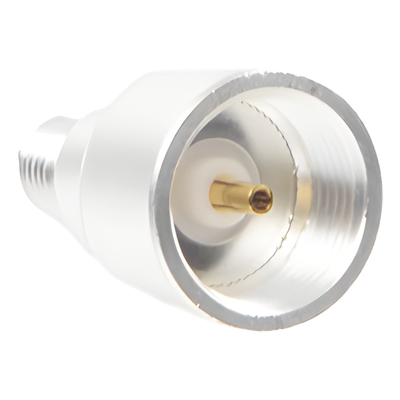 Adaptador Coaxial / Conector SMA Hembra Inverso / Construcción Bronce Plata-Oro / Dieléctrico Teflón / Diseño Universal Combinable