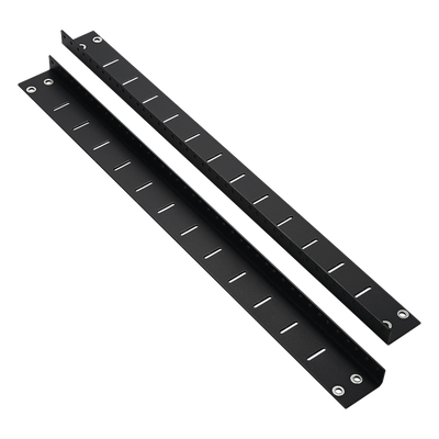 Rieles posteriores / 12 UR / Carga 250 lbs (113.4 kg) / Profundidad 25′ (635 mm) o 30′ (762 mm) / Color negro