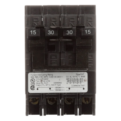 Interruptor Automático Cuádruple Enchufable / 2 Polos Dobles / 20-20 A / 120/240 VCA / 10 kA