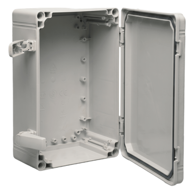 Gabinete Industrial Tipo 4X / ABS / IP66 / 400 x 300 x 180 mm (15.75 x 11.81 x 7.09 in) / Tapa Opaca con Tornillos / RAL 7035 / Panel Ajustable