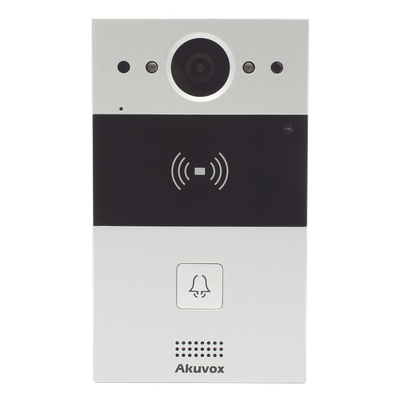 Videoportero IP / 1 Botón / Cámara 2 Megapixel / 110° / Lector MIFARE y PROX EM / SIP / ONVIF / IP65 / PoE / Control 2 Puertas / Cloud