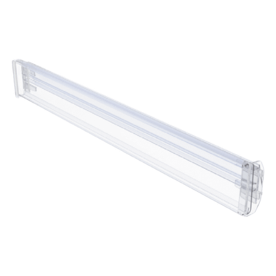 Riel Guía para Etiqueta Electrónica / Policarbonato Transparente / 37 mm x 14 mm x 1 m (3.3 ft) / Ángulo Ajustable / Compatible 1.54′ a 2.9′