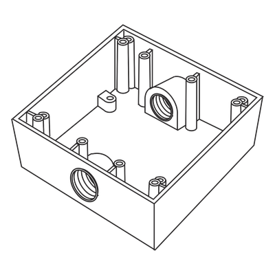 Caja Cuadra a Prueba de Intemperie / 3/4″ (19 mm) / 2 Salidas NPT / Volumen 492 cm³ / IK09 / Aluminio Diecast