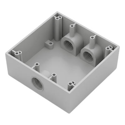 Caja Condulet Cuadrada / 3 Bocas 3/4″ (19.05 mm) / Aluminio Diecast / Intemperie / Volumen 483.8 cm³
