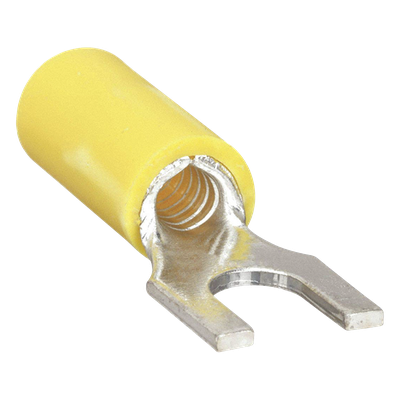 Terminal Horquilla Aislada / 12-10 AWG / Amarillo / 25 piezas / Crimp / 24.3 x 13.4 x 6.8 mm