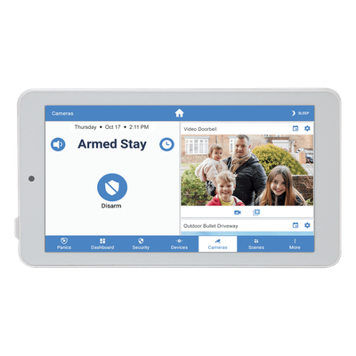 Touchpad de Seguridad IP / Pantalla 7» Android 1024×600 / Control Z-Wave Local / Wi-Fi Cifrada / Montaje Pared o Escritorio / Batería de Respaldo