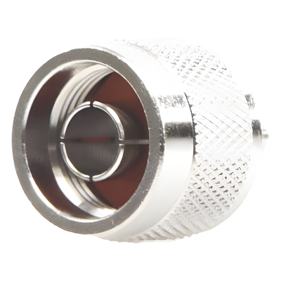 Conector RF N Macho / Anillo Plegable / Cuerpo Bronce Niquelado / Contacto Oro / Aislante Teflón / Cables RG-58/U, RG-142/U, LMR-195