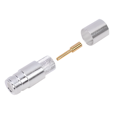 Conector RF / N Hembra / Anillo Plegable / LP600 LMR-600 7977A CNT-600 / Cuerpo Bronce Plateado / Contacto Oro