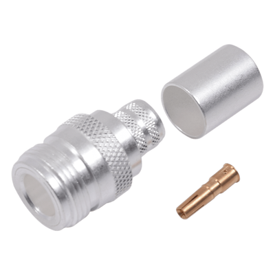 Conector Coaxial N Hembra / Anillo Plegable / 50 Ohmios / Cables LMR-400, RG8/U / Contacto Oro 24k / Aislamiento Teflón