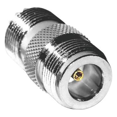Adaptador Coaxial en Línea / N Hembra a UHF Hembra (SO-239) / Cuerpo Bronce Plateado / Contacto Oro / Aislante Teflón
