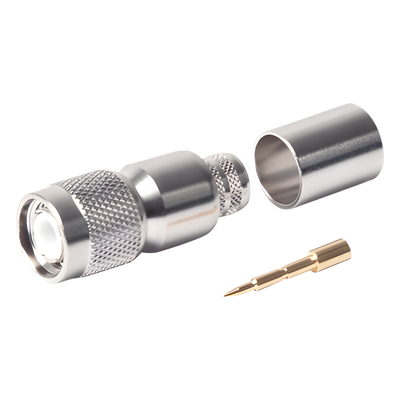 Conector RF TNC Macho / Anillo Plegable / LMR-400, CNT-400, RG8/U / Bronce Niquelado / Contacto Oro con Teflón