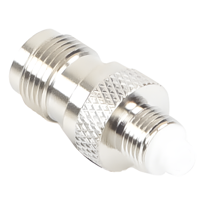 Adaptador RF / TNC Hembra a FME Hembra / Montaje en Línea / Cuerpo Bronce Niquelado / Contacto Oro / Aislante Teflón