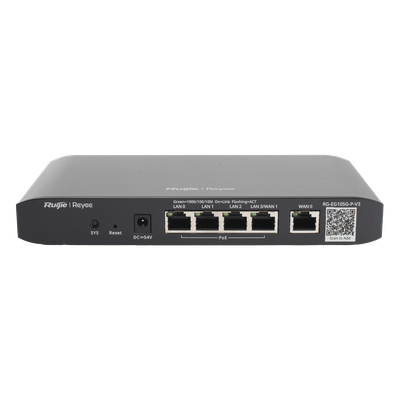 Router Balanceador SD-WAN / 4 Puertos PoE+ / 600 Mbps / 100 Usuarios Concurrentes / 2 Líneas ISP / 54 Watts