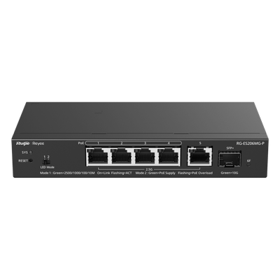 Switch Administrable Capa 2 / 5 puertos 2.5Gb / 1 puerto SFP+ 10Gb / PoE+ 70W / 45 Gbps