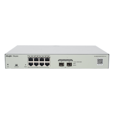 Switch Administrable PoE+ / 8 Puertos Gigabit / 2 SFP 1Gb / Capacidad 20 Gbps / Sin Ventilador / 125W PoE