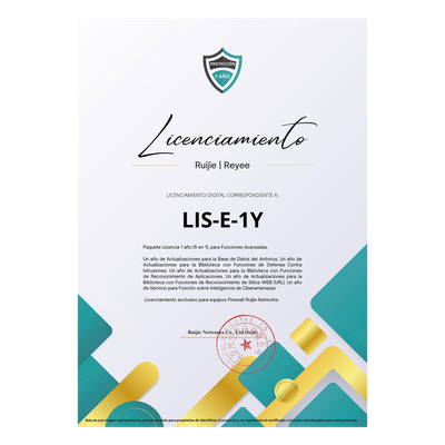Licencia Anual Firewall / 5 Funciones Avanzadas / Antivirus / Ciberamenazas / IPS / Reconocimiento Aplicaciones y URL