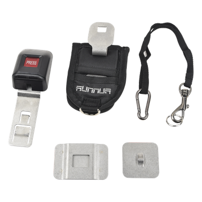 Soporte de Seguridad en Cinturón para Tablets / Acceso <1 Segundo / Adhesivo VHB 90 lbs/pulg² / Hebilla Bloqueable / Cable de Seguridad Incluido