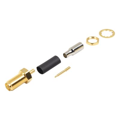 Conector SMA Hembra Inverso / Chasis D-Plano / Anillo Plegable RG-316 / Cuerpo Niquelado / Contacto Plateado