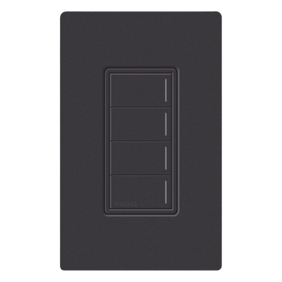 Botonera de Pared para Sistema de Automatización / 4 Botones de Escena / Retroiluminada / Alimentación 120-277 V / RF Clear Connect Type X / 75 ft (22.9 m) / Acabado Midnight