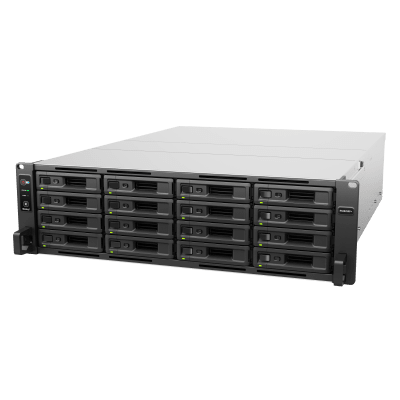 Servidor NAS Rack / 16 Bahías Intercambiables / 3U / Rendimiento 3,519/1,790 MB/s / 10GbE Integrado / Fuentes Duales en Caliente / Expansible a 28 Bahías / Hasta 560 TB