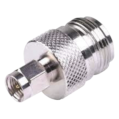 Adaptador RF Coaxial / SMA Macho a N Hembra / En Línea / Cuerpo Bronce Niquelado / Contacto Oro / Aislante Teflón
