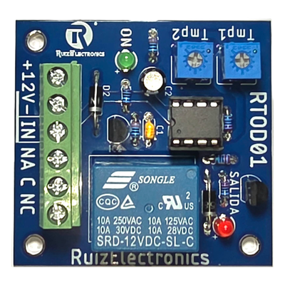 Tarjeta Temporizadora / Retardo 0-60 s / Duración 0-60 s / Alimentación 12VDC / Salida Relevador NA-NC-C / Indicadores LED