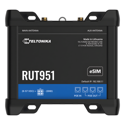 Router Industrial 4G LTE / Cat 4 150 Mbps / Dual SIM + eSIM / PoE In/Out 802.3af / 4 Puertos Ethernet 10/100 Mbps / VPNs Avanzadas / Gestión RMS