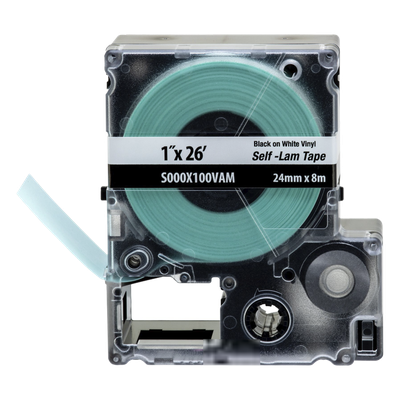 Casete de Etiquetas Autolaminadas / 24 mm Ancho / 8 m Largo / Cables 10-12 AWG / Vinilo Blanco / -40°C a 66°C