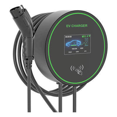 Estación de Carga EV / 11.5 kW / 48 A / Conector Tipo 1 (SAE J1772) / 220-250 V Monofásico / Pantalla LCD 4.3 in (10.9 cm) / Cable TPU 5 m (16.4 ft) / IP65 / RFID / APP Móvil