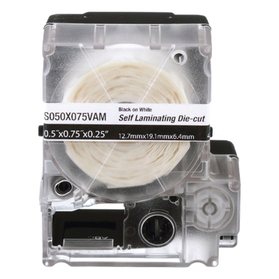 Casete de Etiquetas Autolaminadas / 300 Unidades / 0.75 x 1 Pulgadas (19.1 x 25.4 mm) / Cables 2-4 mm / Área de Impresión Blanca