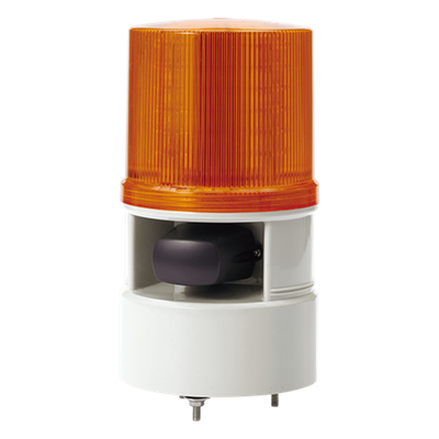 Baliza Indicadora Industrial / LED Ámbar / Sirena 105 dB / 5 Tonos / 4 Patrones / 12-24 VCD / IP Resistente a Vibraciones