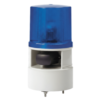 Baliza LED con Sirena / 5 Tonos 105 dB / 4 Patrones Destello / 110-220 VCA / Azul / IP Industrial