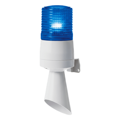 Luz LED de Advertencia / Patrones Fijo y Destellante / Buzzer 95 dB / 110 VCA / Diámetro 60 mm / Azul