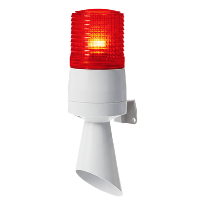 Torreta LED con Buzzer / 60 mm / Rojo / 24 VCD / 95 dB / Destello Fijo y Destellante