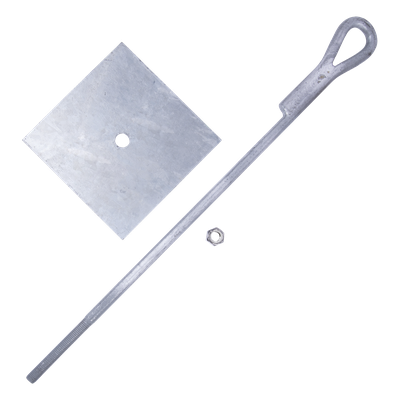 Ancla para Retenida / Varilla 5/8′ / Longitud 65 cm / Galvanizado en Caliente / Ojo de Llave / Torre hasta 30 m (98.4 ft)