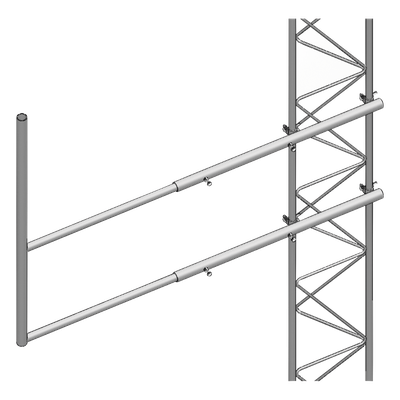 Brazo Tipo F para Torre / Acero ASTM A36 / Galvanizado en Caliente / Extensión 74.5 cm / Brazos Laterales 25.5 cm / Compatible STZ-30G