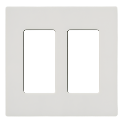 Placa de Pared 2 Espacios / Diseño Screwless / Perfil 7.6 mm / Acabado Snow Satinado / Compatible Lutron Maestro, Diva, Pico
