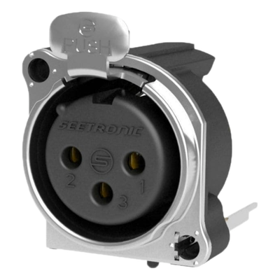 Conector XLR Hembra / 3 Polos / Montaje Vertical PCB / Carcasa Metálica / Pines Chapados en Oro / Diseño Compacto