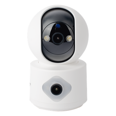 Cámara IP Wi-Fi / Doble Lente 3 Megapixel / 1920×2160 / Pan 320° / Tilt 70° / IR 10 m (32.8 ft) / Audio Bidireccional / MicroSD 128 GB