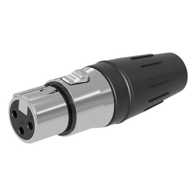 Conector XLR Hembra / 3 Núcleos / Acero Inoxidable / Contactos Chapados en Oro / 20 A a 250 V CA