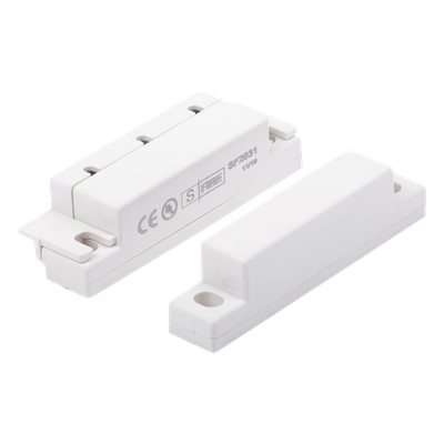 Contacto Magnético para Puertas y Ventanas / Gap 33 mm / NC Normalmente Cerrado / 12 VCC / Cubierta Protectora / 63 mm Largo